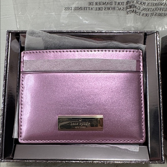 Kate Spade Metallic Pink Card Holder New with Box and Bag - Picture 2 of 4